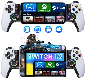 Mobile Gaming Controller for PS Remote Play,Wireless Phone Game Controller for iOS/Android/Switch 1/2/OLED/Xbox/Steam/GeForce Now/MFi Apple Arcade/Roblox,Controller with Hall Effect Joystick/RGB