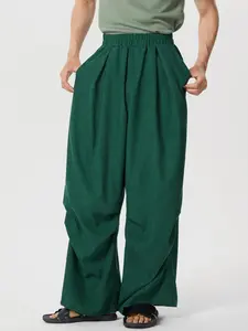 INCERUN Mens Wide Leg Pockets Long Pants Elastic Casual Loose Baggy Trousers Bottoms, Menswear