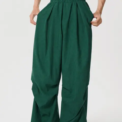 INCERUN Mens Wide Leg Pockets Long Pants Elastic Casual Loose Baggy Plain Trousers Bottoms, Menswear, Casual Streetwear Trousers