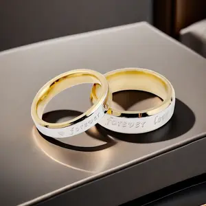 Forever Love Engraved Titanium Steel Couple Rings Personalized Matching Daily Jewelry For Men Women Symbolic Commitment Gift