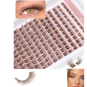 Dark Brown Wispy Lash Clusters, C Curl Natural Individual Cluster Eyelash Extensions, Beginner Friendly Fluffy Lashes for Everyday Wear, DIY At Home Lash Extensions