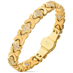 MagnetRX Clover Magnetic Bracelet for Women (Gold)