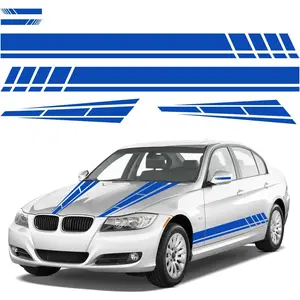 6 count  Hood Stripe Sticker, Vinyl Auto  Side Rearview Mirror Decal,  Racing Stripe Graphic Decal Stickers, Universal  Exterior DIY Decoration Accessories (Blue)