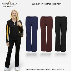 BAW TC618 Women's Tricot Mid-Rise Pant Heavyweight Performance Training Trousers 100% Polyester 6.0 oz Womenswear Bottom