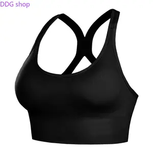 Women's Cross-Back Sports Bra - High-Support Shockproof Padded Workout Top, Anti-Sagging for Gym & Running