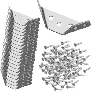 20 PCS Corner Braces for Wood Heavy Duty Multi Hole Furniture Corner Connectors Sturdy One Piece Design for Secure and Stable Furniture Assembly Corner Brackets for Home Office and DIY Projects use Screws Parts Hardware Industrial