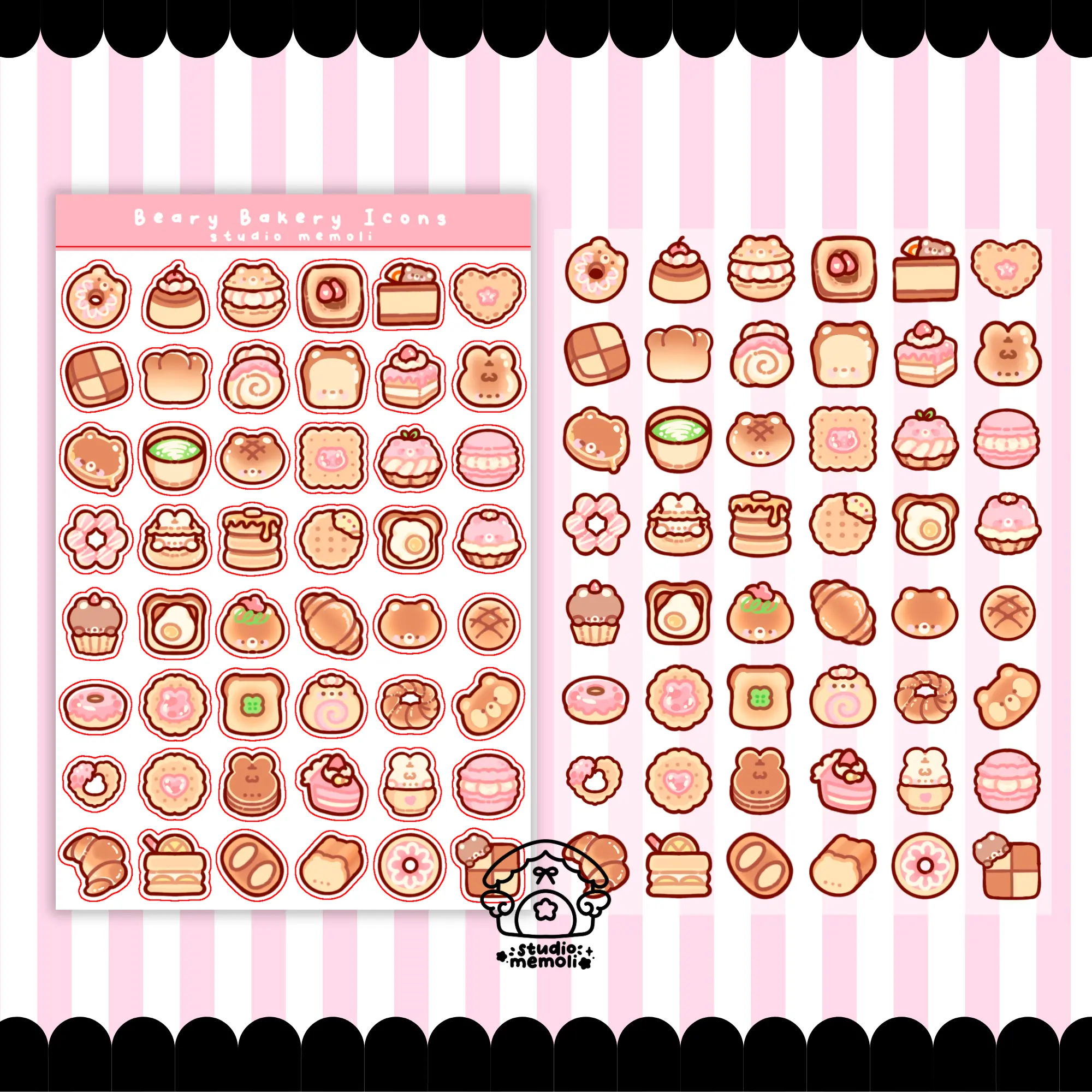 beary bakery sticker sheet