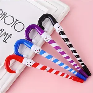 4/20pcs Christmas Snowman Umbrella Pens - Festive Holiday Stationery with Cute Snowman & Candy Cane Design, Assorted Colors - Durable Plastic Pens for, Office, Gift Giving, Winter Wonderland Christmas Decorations （Blue Ink）