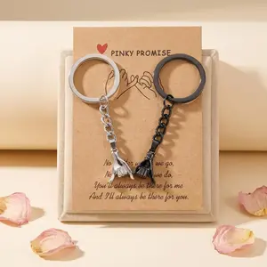 Pinky Promise Matching Keychains for Couples & Best Friends - Magnetic Hand-in-Hand Jewelry