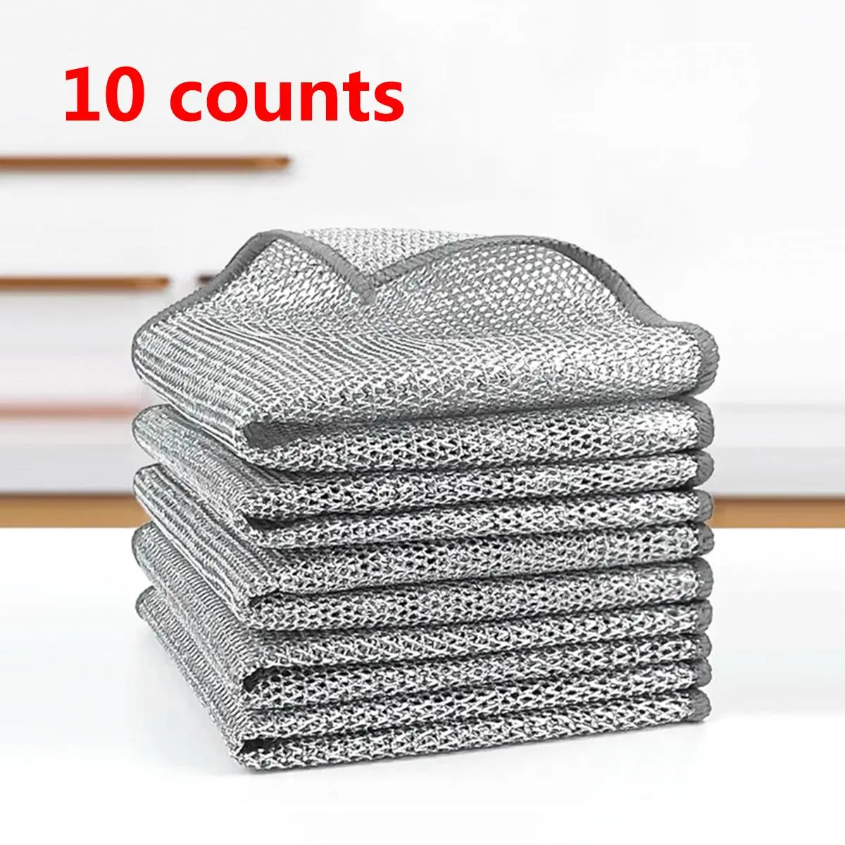 Double Layer Steel Wire Dishwashing Cloth, 10pcs/set Kitchen Cleaning Cloth, Scrubbing Pad, Dishwashing Rag, Kitchen Cleaning Tool, Household Cleaning Tool for Pot Pan Sink, Scrubber Pad