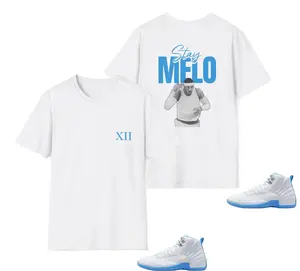 Matching Shirt For Retro 12 Melo White University Blue Sneaker Match, Lightweight Feel, Moves with You, Go-To Outfit, No Thinking
