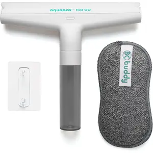 H2o go squeegee kit multisurface window cleaner squeegee with water catcher dualaction sponge ideal for shower glass doors window condensation mirrors includes hook for easy storage