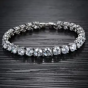 Tennis Bracelet For Women and Men Silver Round Chain Sparkling Solitaire Precious Jewelry Gift for Birthday Valentine's Day Wedding Christmas Brides Teen Girl Women