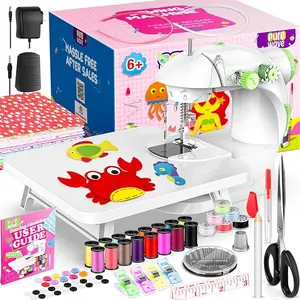 Mini Sewing Machine with 123 Pcs Sewing Kit for Beginners, Dual Speed Portable Sewing Machine with Light and Finger Guard, Electric Sewing Machine Suitable for Household, Travel, Kids, Adults, DIY