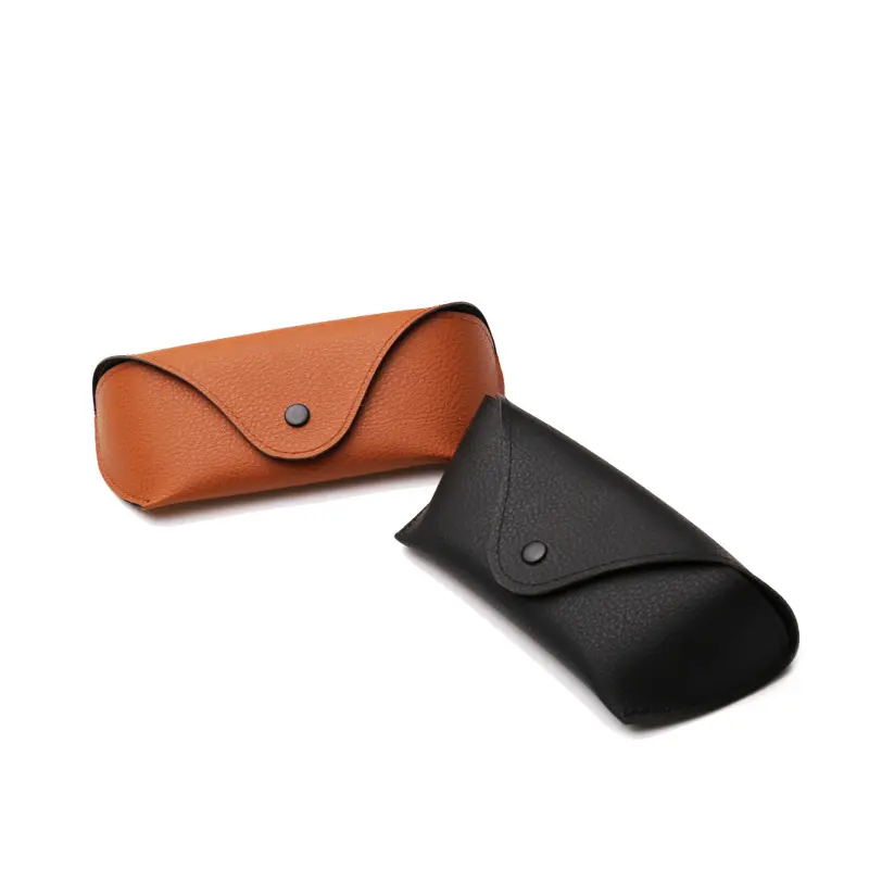 Pressure‑Resistant Sunglasses Case, Oxford Cloth Eyeglasses Storage Box, Button‑Closure Glasses Protective Pouch in Black & Brown