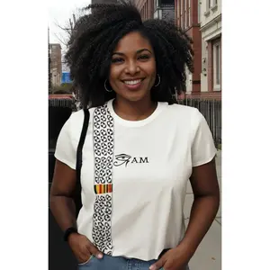 Striped Cultural Eye Am (White T-Shirt)