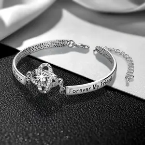 1Pcs /2Pcs 925 Sterling Silver Infinity Love Knot Bracelet With Card for Mother Daughter Sister Wife, Adjustable Length Bangle Bracelets Friendship Jewelry for Women Girls