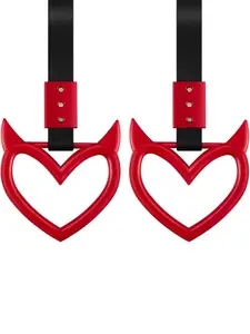 2 Pieces Heart Handle Keychains Car AccessoryHeart Hand Strap Drift Charm for Car Interior ExteriorDecoration(Red,Devil Style) jdm accessories heart ring