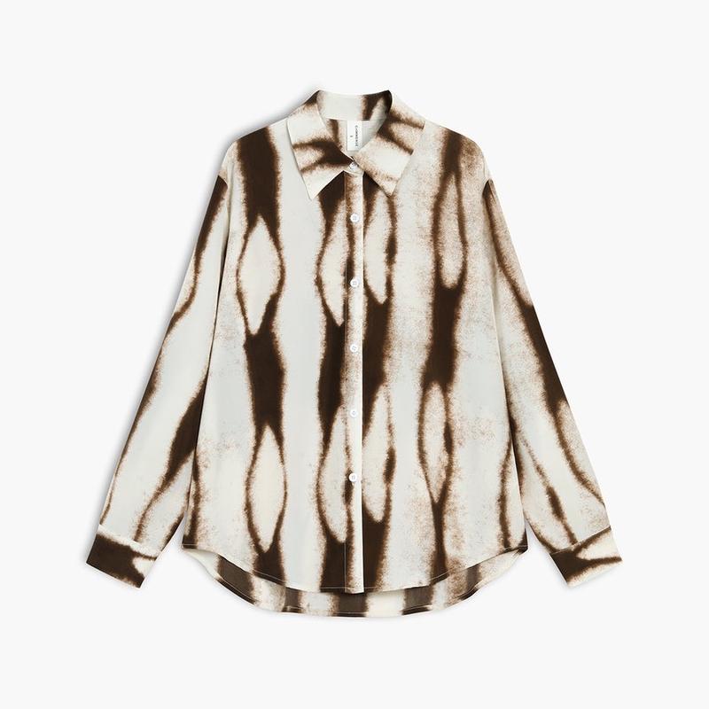 Commense Tie Dye Oversized Button Down Shirt black size M Adult Blouses Casual Long Sleeve