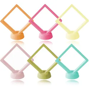 6 count 3D Floating Frame Display Holder Stands,  Display Case Travel Portable PE Film  Storage Box Transparent Display Organizer for Challenge ,  Medallions,  2.7/4.33 IN (2.7in)