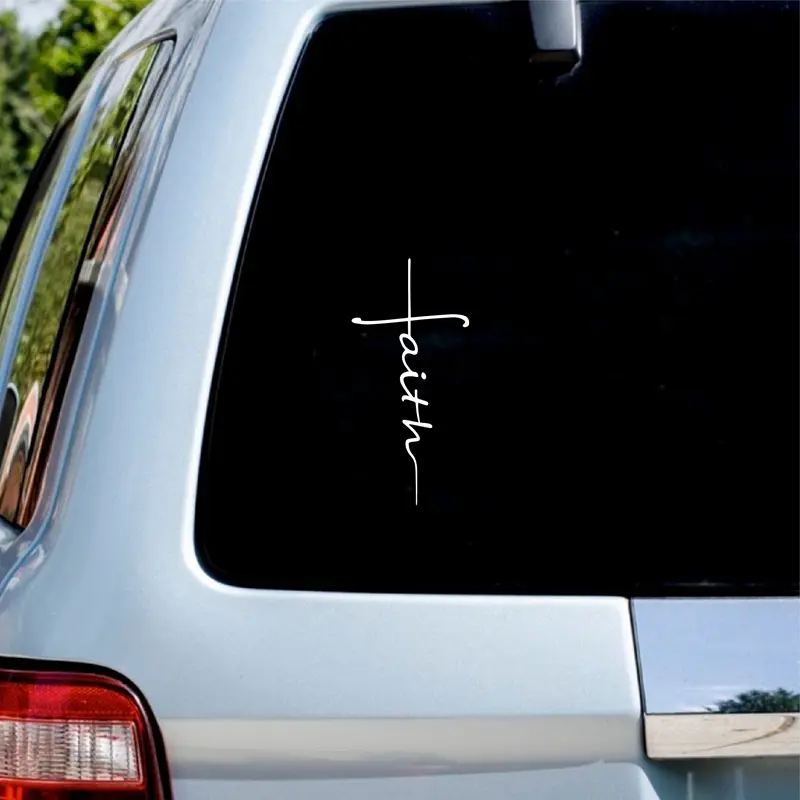 Faith Cross Decal Christian Religious Vinyl Sticker Car Window Decor ,  Women's Christian Laptop Decals for Apple MacBook Decor