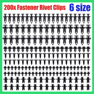 200PCS 6 Size Bumper Retainer Clips Auto Car Plastic Push Rivets Fastener Fender