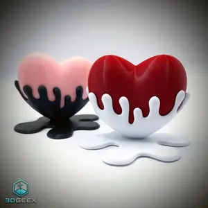 Melting Heart Sculpture – 3D Printed Love Decor with Custom Colors