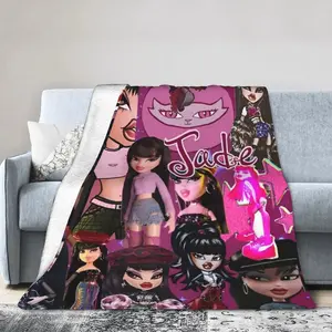 Bratz City Girls Aesthetic Y2k Childhood Blanket Plush Soft Throw for Home Textile Decor Cozy & Fun Design, Childhood Vibe, Plush Fabric