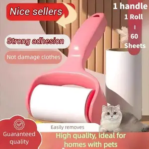 Efficient 60-Sheet Lint Roller Kit | High-Performance Adhesive for Dust & Pet Fur | Multi-Surface Fabric Protector for Home & Office | Quick & Easy Clothing Care-Random Colors
