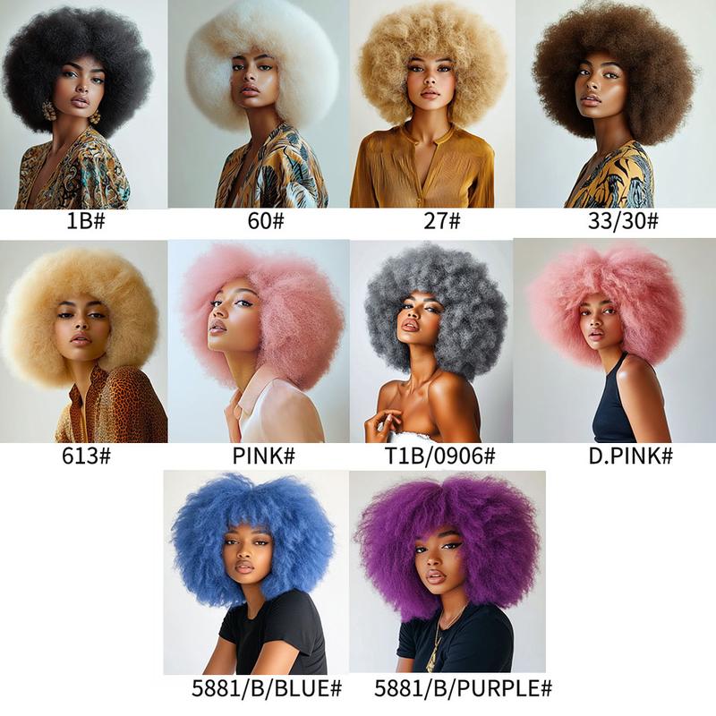Blonde Afro Curly Wig for Black Women Short Kinky Curly Synthetic Wig Bob Fluffy Natural Looking Fake Hair for Cosplay Party Use Stylish Afro Design Natural Realistic Varieties Colors