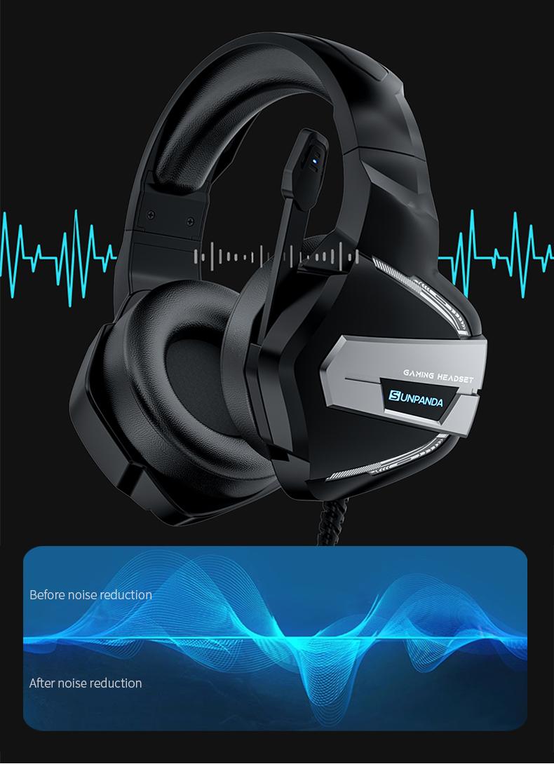 Stereo gaming headphones, suitable for PS4, PC, Xbox One, PS5 game consoles, PC and laptops, headphones, with microphone, LED lights, 7.1 surround stereo, wired headphones, RGB lights, USB-A, DJ stereo headphones
