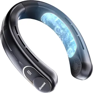 Dual Cool Max Rechargeable Neck Air Conditioner, 3-Speed Portable Neck Fan, 5000mAh Rechargeable Battery Operated Personal Cooling Fan, Hands-Free Bladeless Neck Fan for Travel Work Outdoor Indoor