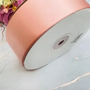 Rose Gold Satin Ribbons Single Side - 50yrds, 1.5" - Perfect for Bows, Flowers & Roses