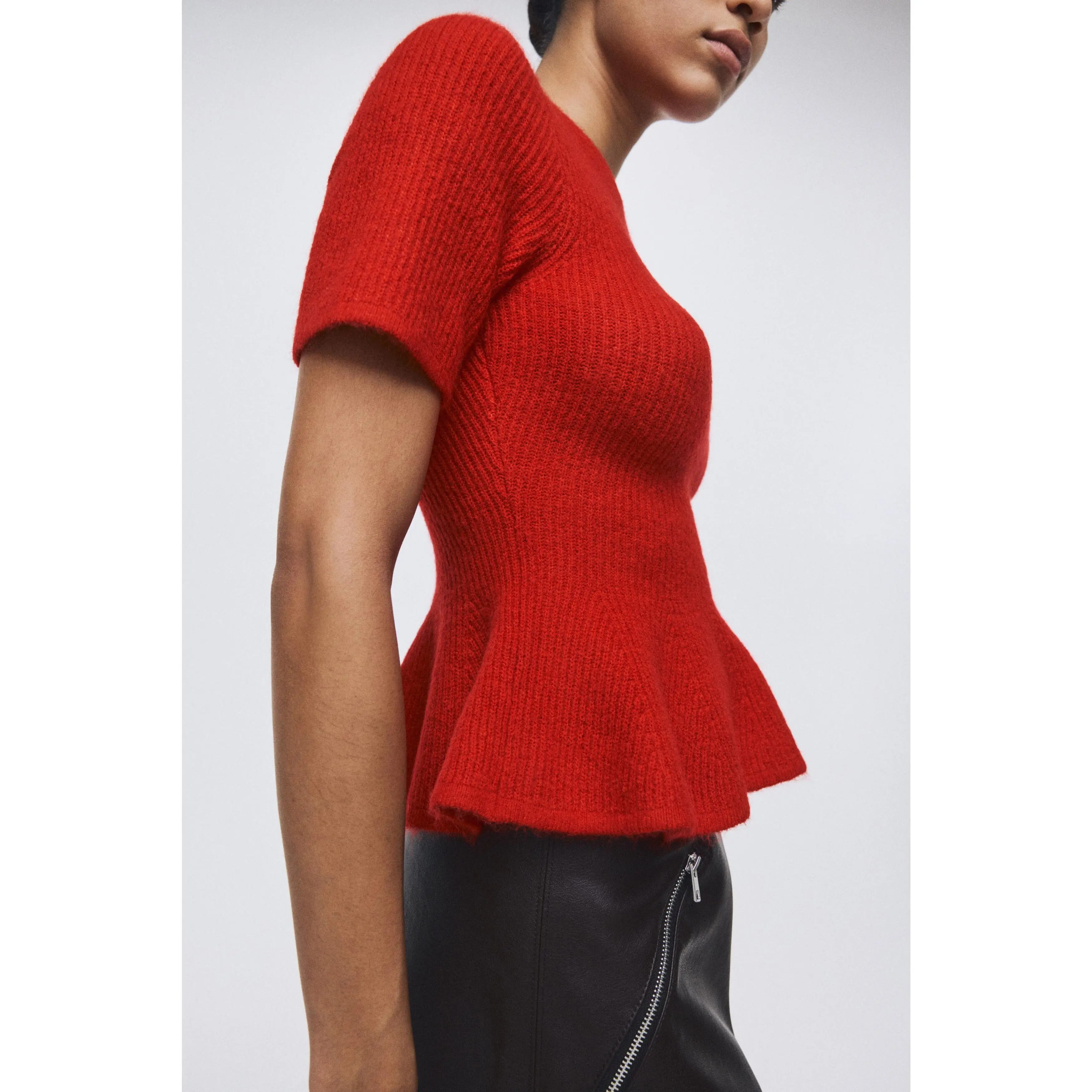 H&M Rib-knit peplum top - TikTok Shop
