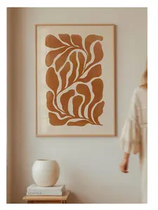 Burnt Orange Botanical Printable Wall Art Poster , Modern Abstract Botanical Art Print, Earth Tones Poster, Mid Century Botanical Wall Decor