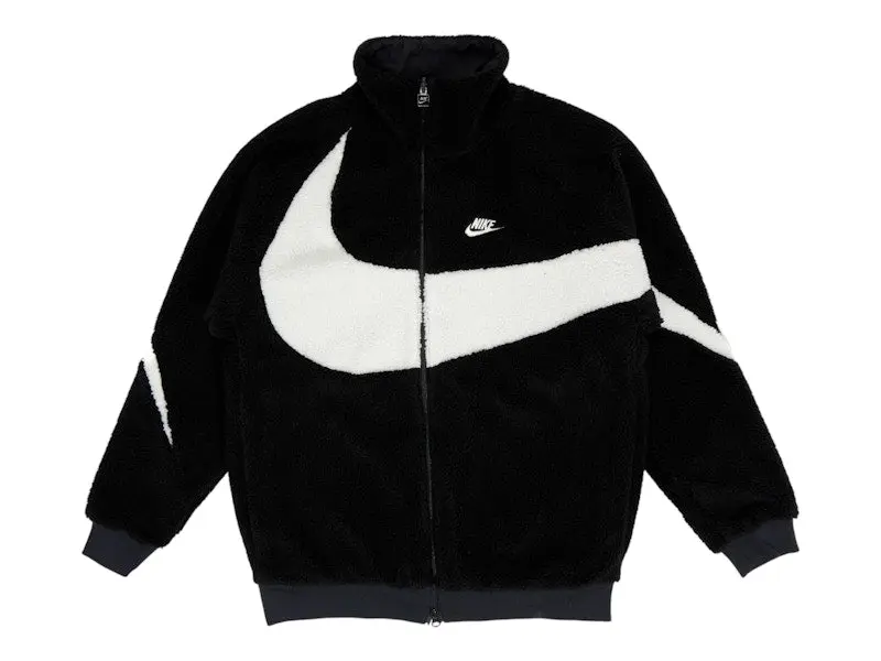 Nike Men's Big Swoosh Reversible Boa Jacket (Asia Sizing) Black White, from StockX