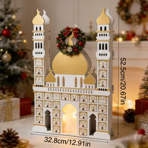 Ramadan Decorations, Wooden Countdown Calendar Mosque Advent Calendar Ramadan Decor Ramadan Gifts Eid Decor, Wooden Countdown Calendar Mosque Advent Calendar Ramadan Decor Ramadan Gifts Eid Decor