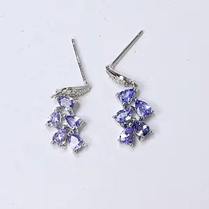 925 Sterling Silver Tanzanite Stud Earrings