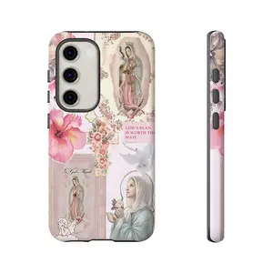 Virgin Mary Pattern Phone Case, Shockproof Rugged Cover Dual Layer Soft TPU Hard Bumper Shell for Samsung S26 S25 S24 S23 S22 S21 NOTE20 Ultra A71 A56 A36 Plus FE A06 A13 A14 A15 A16 A23 A25 A26 A34 A52 A53 A54 A55 Edge