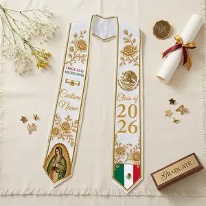 Personalized Mexican Graduation Stole 2026, Virgen de Guadalupe Catholic Sash, Orgullo Mexicano Senior Gift