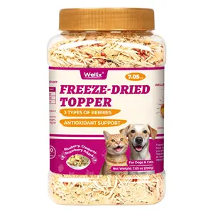 【Petlovers】Wellix 7.05oz Cat & Dog Freeze-Dried Berry Topper - Blueberry, Cranberry, Strawberry | Natural Berry #SummerVibes#petloversFormula | Supports Urinary, Eye & Immune Health | Low Calorie | Nutritious & Yummy