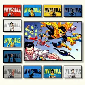 [Unframed] Invincible War Themed Canvas Poster Mark's Universe Variant Art Wall Decor Comic Style Gift for Teens Living Room Bedroom Dorm Solid Wood Textured Frame Waterproof Moisture-Proof Design