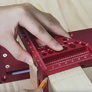 Aluminum Triangle Square for Woodworking - Dual Purpose Ruler with Precision 90° & 45° Angles, Laser-etched Graduations, Red/Blue, 140g