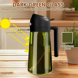 Durable Light-Blocking Oil Sprayer Hand-held Dark Green Glass Olive Oil Dispenser Bottle Kitchen Oil Bottle Kitchen Tool