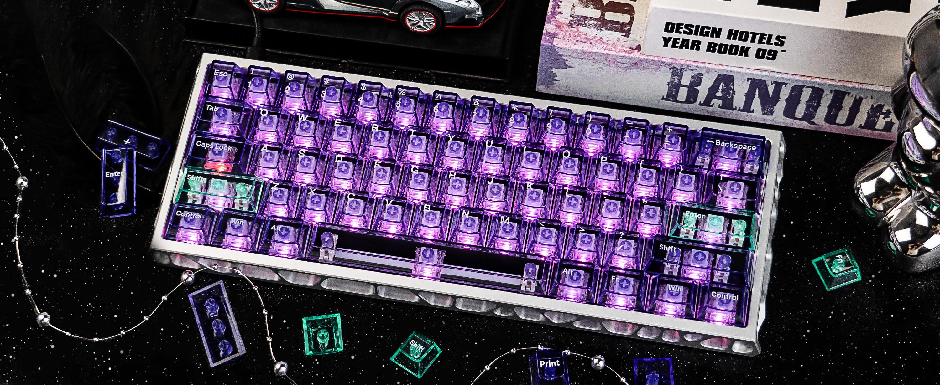 157 Keys Custom Pink Clear Transapent Keycaps PC Material UV Tranfer Purple Clear Keycaps Set Fit for 61/64/87/104/108 Mechanical membrane Keyboard Cherry Mx Switches outdoorfun
