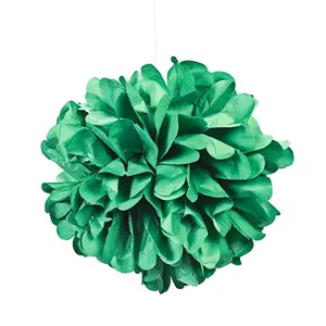 15" Green Hanging Tissue Paper Pom-Pom Decorations - 6 Pc.