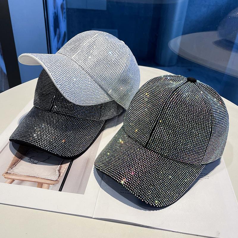 Full Rhinestone Baseball Cap - Glimmering Crystal Bedazzled Bling Bling Hat, Fashionable Unisex Dome, All-Season Shimmering Sunshade Accessory for Men and Women, All-Day Sparkle Statement Piece