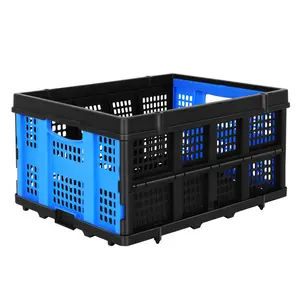 60L Collapsible Utility Crates for Storage: Stackable & Portable Basket Foldable Plastic Crates for Office, Home, Garage