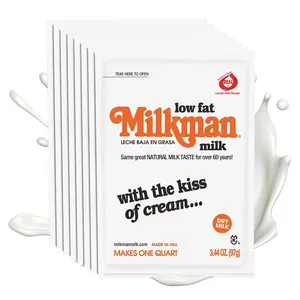 Milkman Low-Fat Milk - Instant Dry Milk Powder Packets - For Coffee, Baking, or Travel - Just Add Water, Makes One Quart - Classic, Natural Taste with the Kiss of Cream! (2 Pack) – 3.44 ounce (Pack of 2)