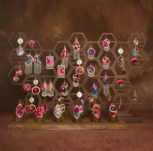 Live Reveal Embroidtale Hand-embroidered Dangling Earrings - Ethnic Hmong Crafted Vintage Silver-plated